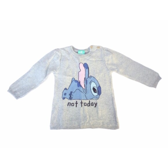 Disney Stitch Gray Knit "Not Today" Long Sleeve Sweater Top sz 18M GenderNeutral - Picture 2 of 4